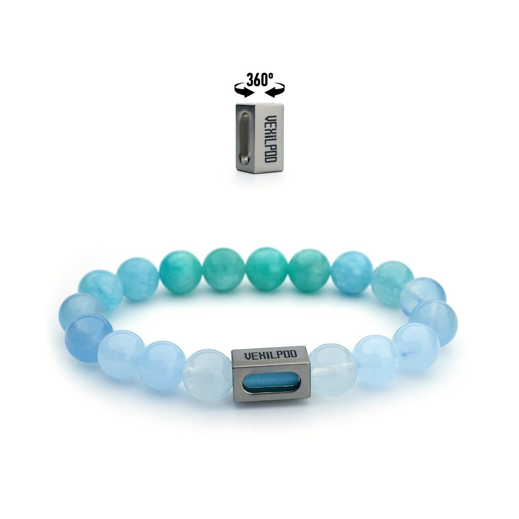 10mm natural amazonite blue crystal ocean - type titanium steel bracelet - vexilpod