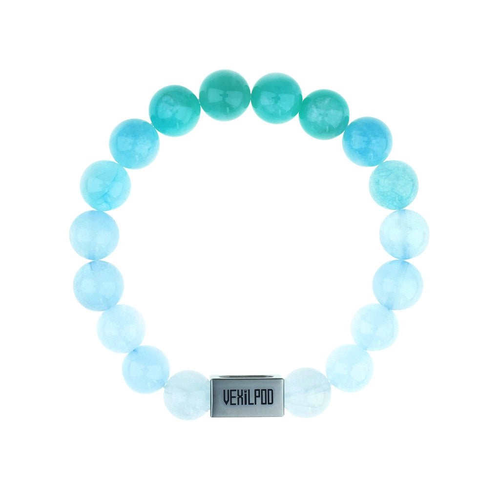 10mm natural amazonite blue crystal ocean - type titanium steel bracelet - vexilpod