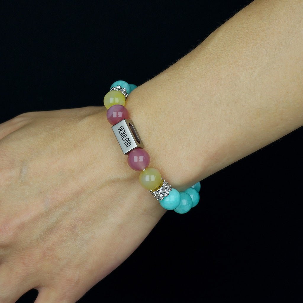 10mm natural amazonite december titanium steel bracelet - vexilpod