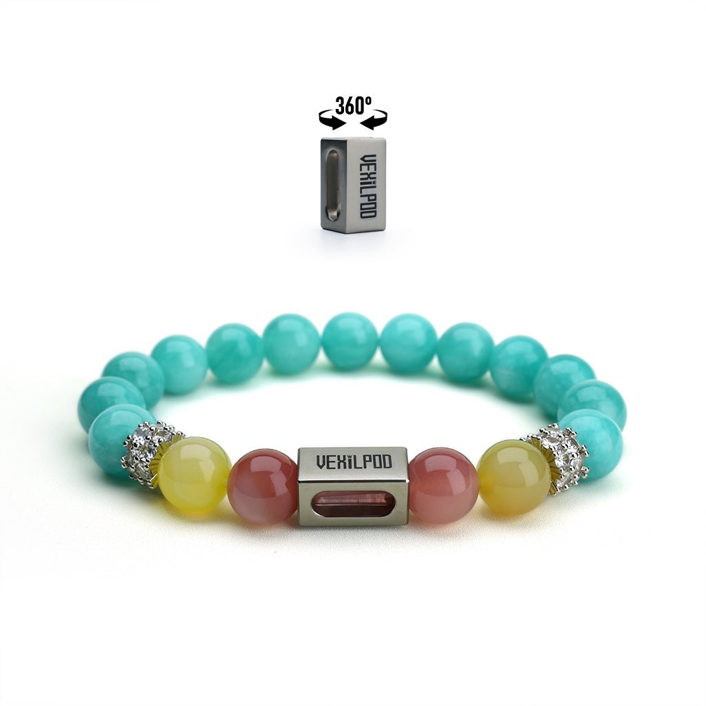 10mm natural amazonite december titanium steel bracelet - vexilpod