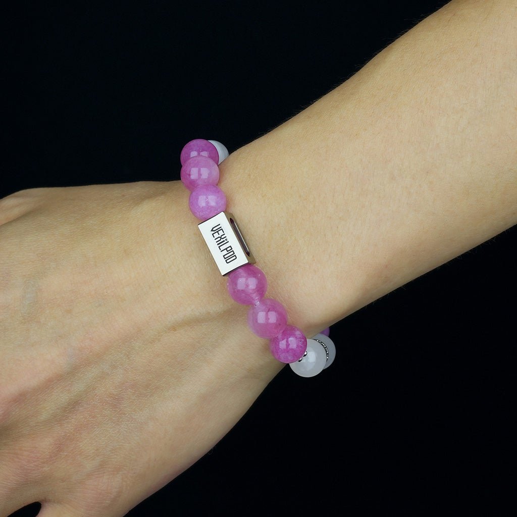 10mm natural amethyst monday titanium steel bracelet - vexilpod