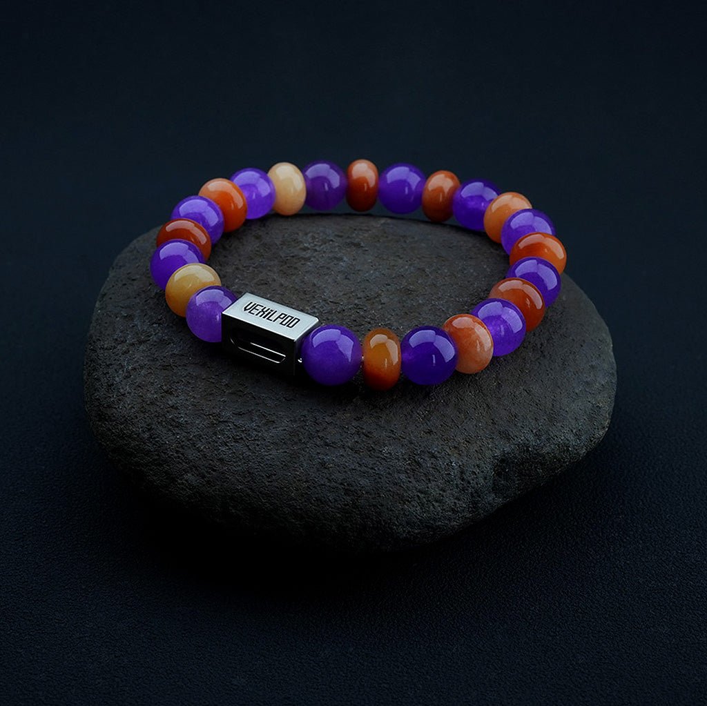 10mm natural amethyst titanium steel bracelet - vexilpod