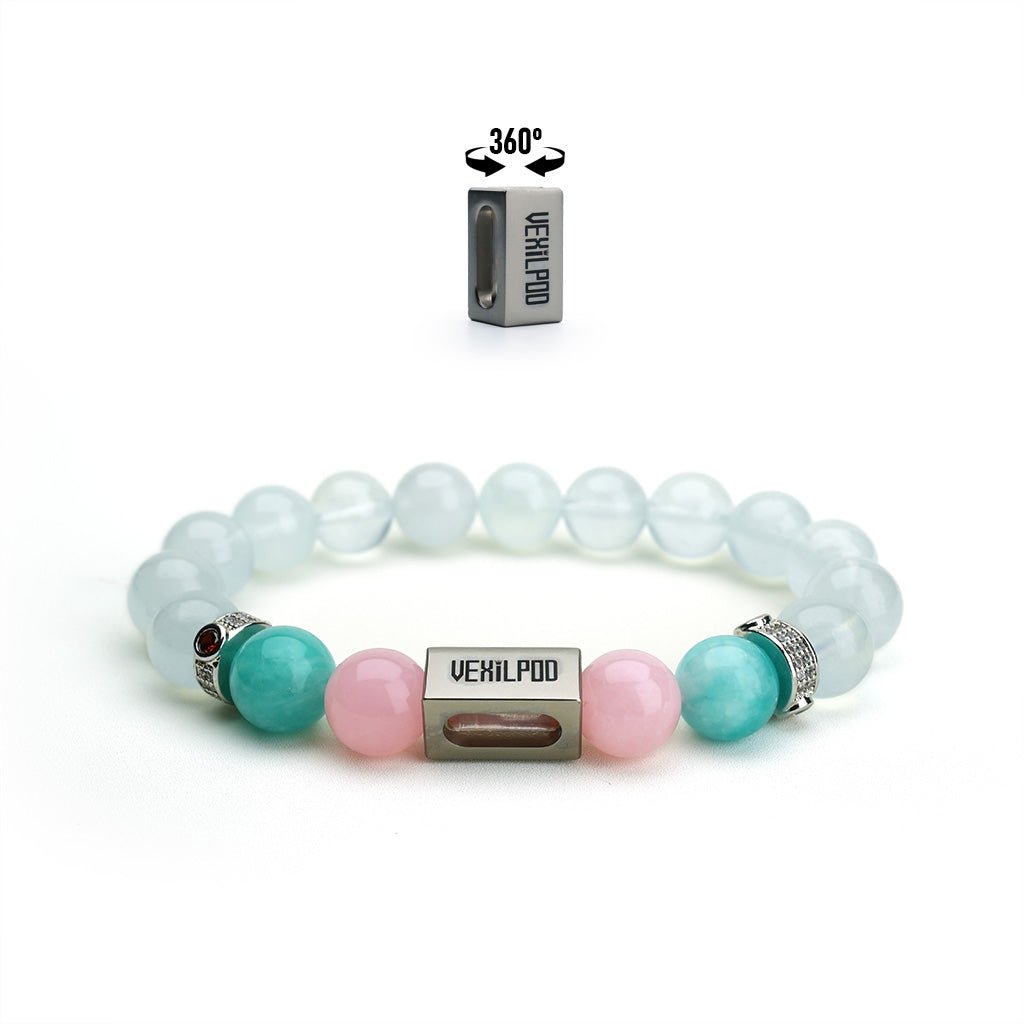 10mm natural aquamarine march titanium steel bracelet - vexilpod