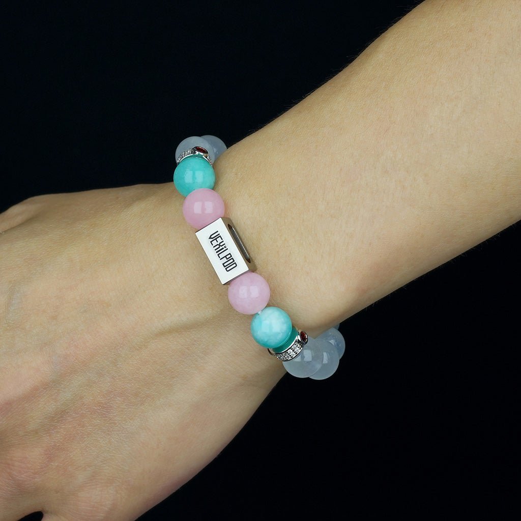 10mm natural aquamarine march titanium steel bracelet - vexilpod