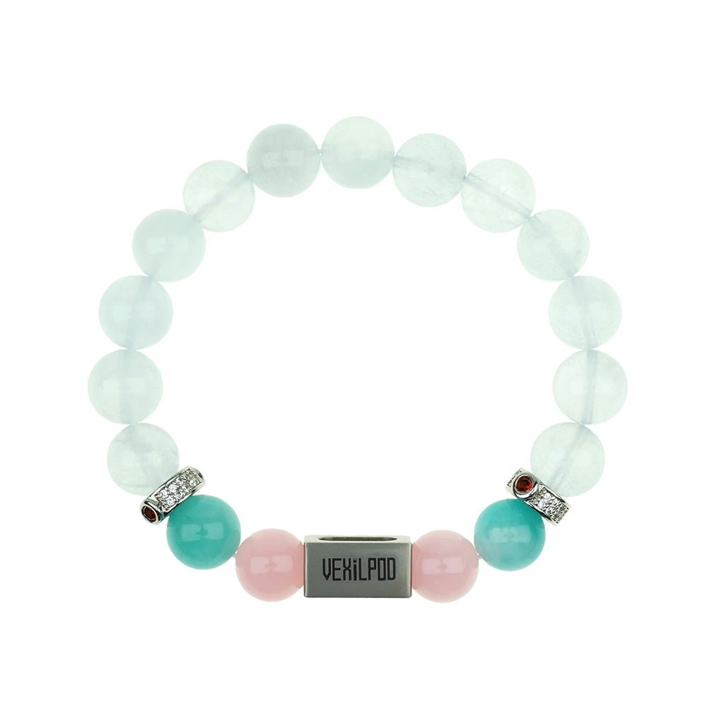 10mm natural aquamarine march titanium steel bracelet - vexilpod