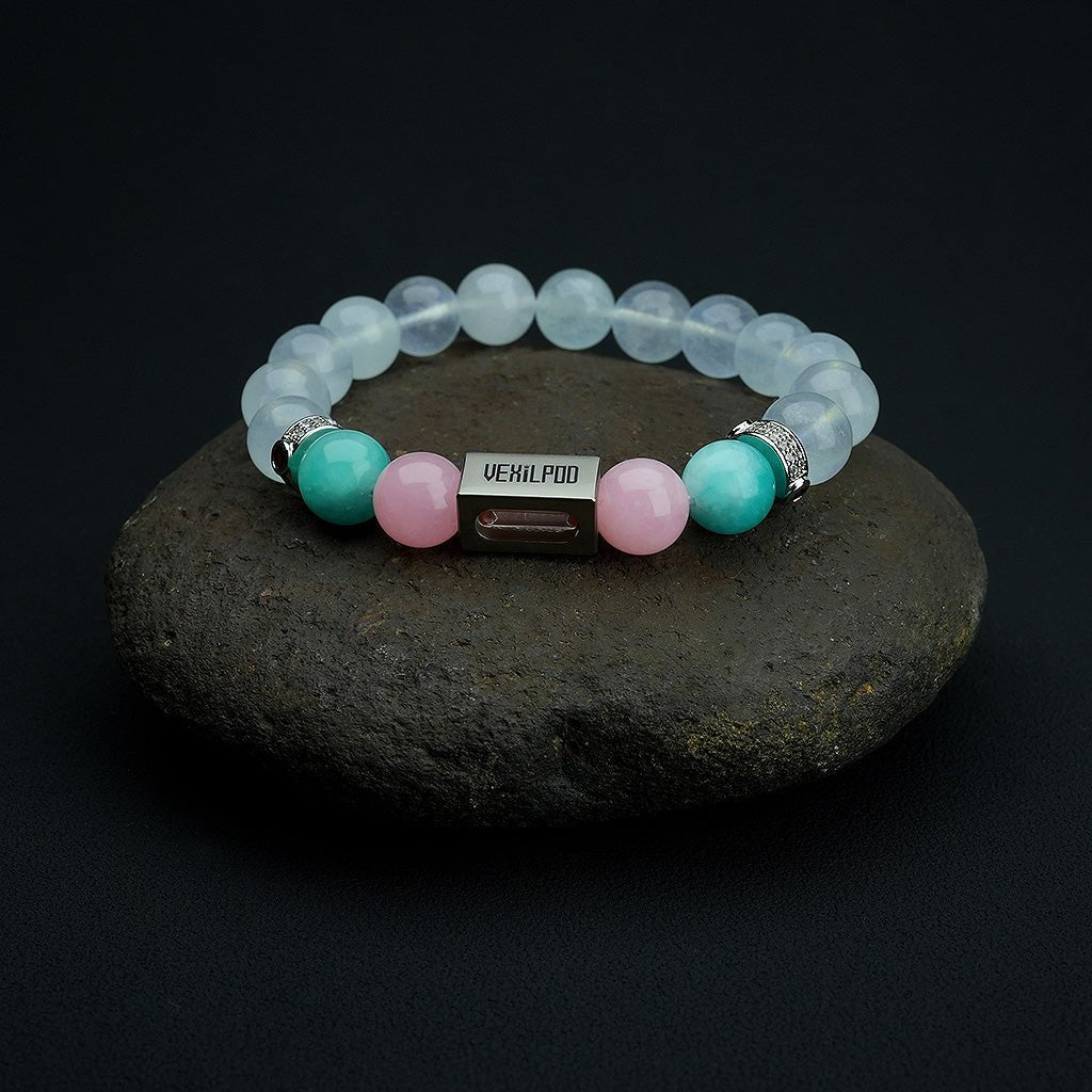 10mm natural aquamarine march titanium steel bracelet - vexilpod