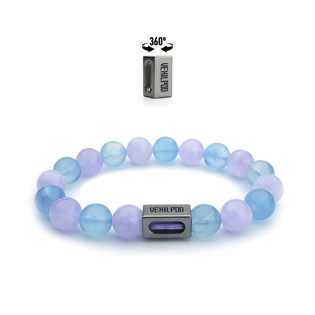 10mm natural aquamarine pure titanium steel bracelet - vexilpod