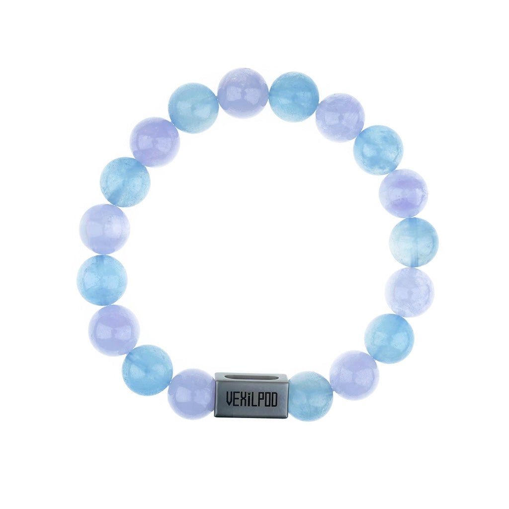 10mm natural aquamarine pure titanium steel bracelet - vexilpod
