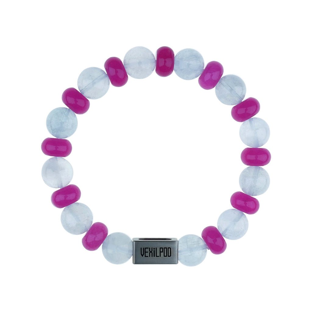 10mm natural aquamarine titanium steel bracelet - vexilpod