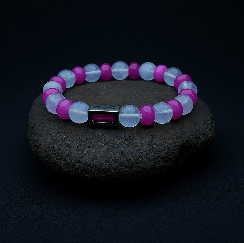 10mm natural aquamarine titanium steel bracelet - vexilpod