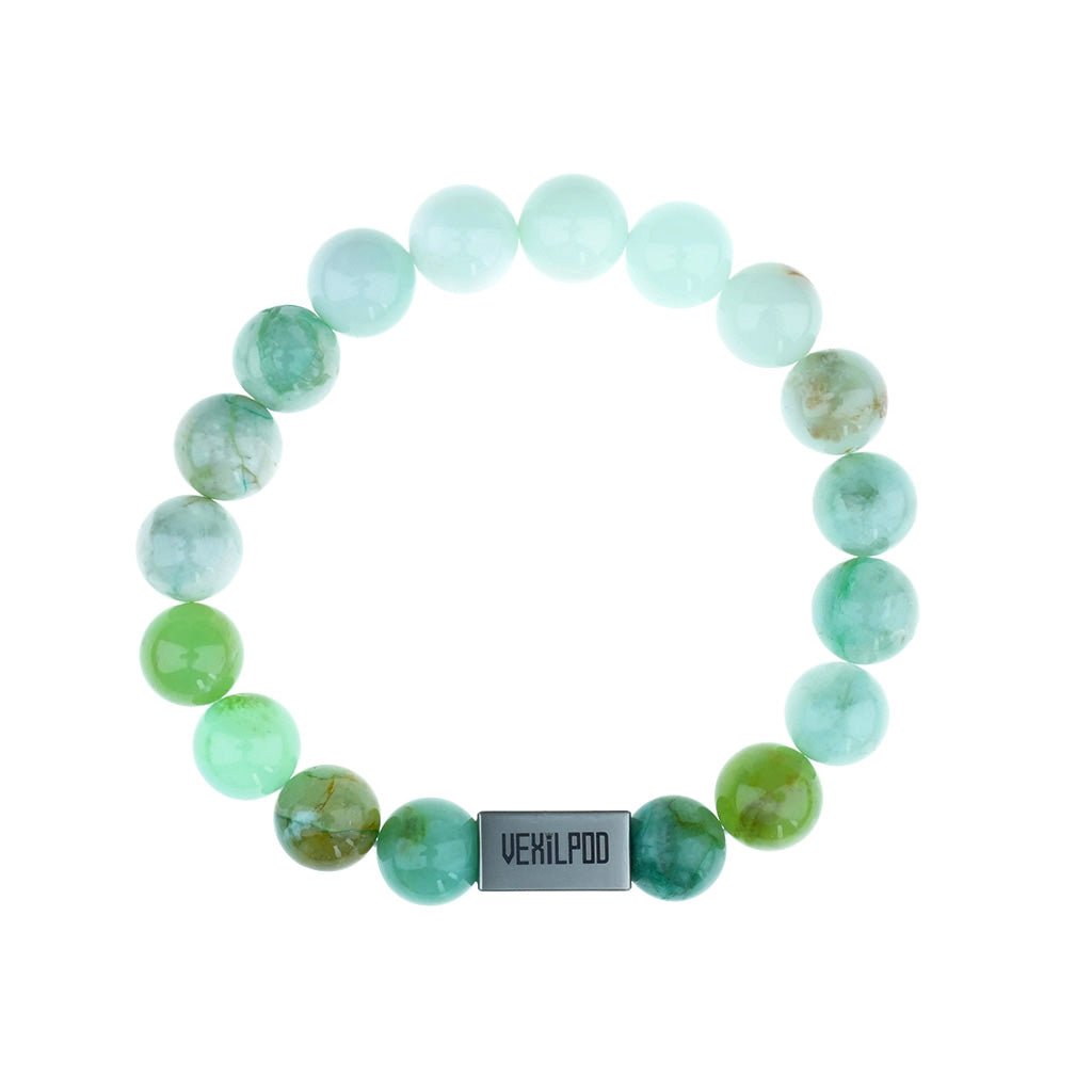 10mm natural australian chalcedony outdoor forest titanium steel bracelet - vexilpod