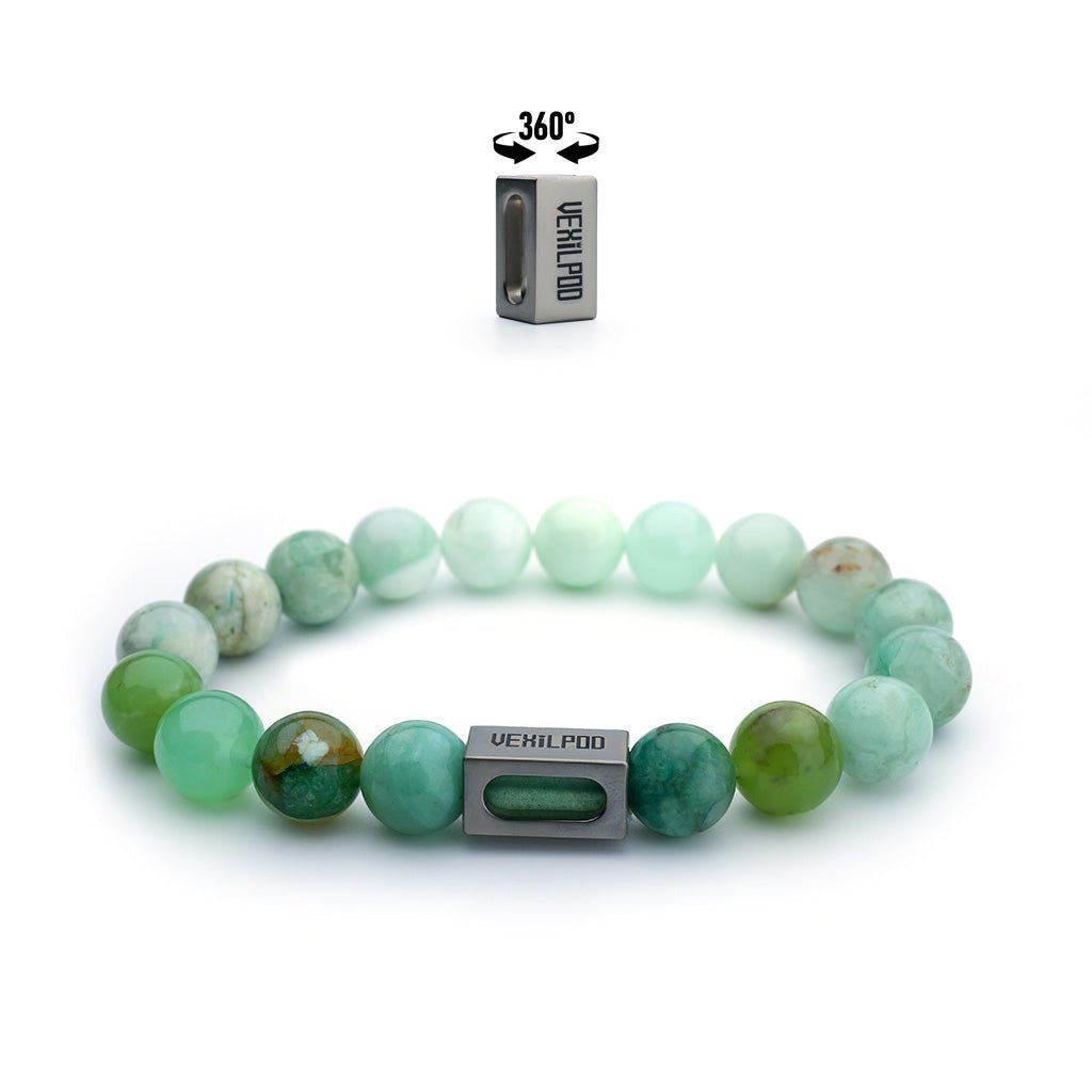 10mm natural australian chalcedony outdoor forest titanium steel bracelet - vexilpod