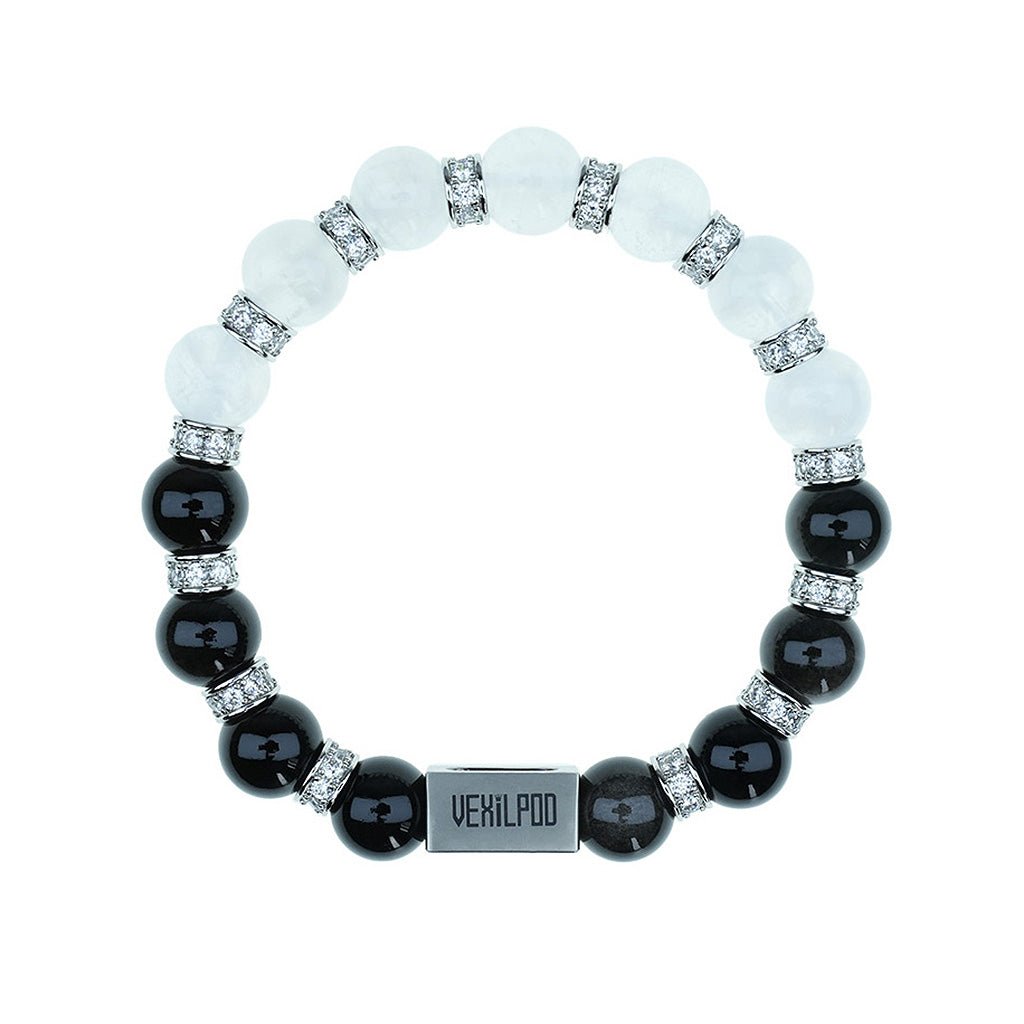 10mm natural blue moonlight crystal hip - hop titanium steel bracelet - vexilpod