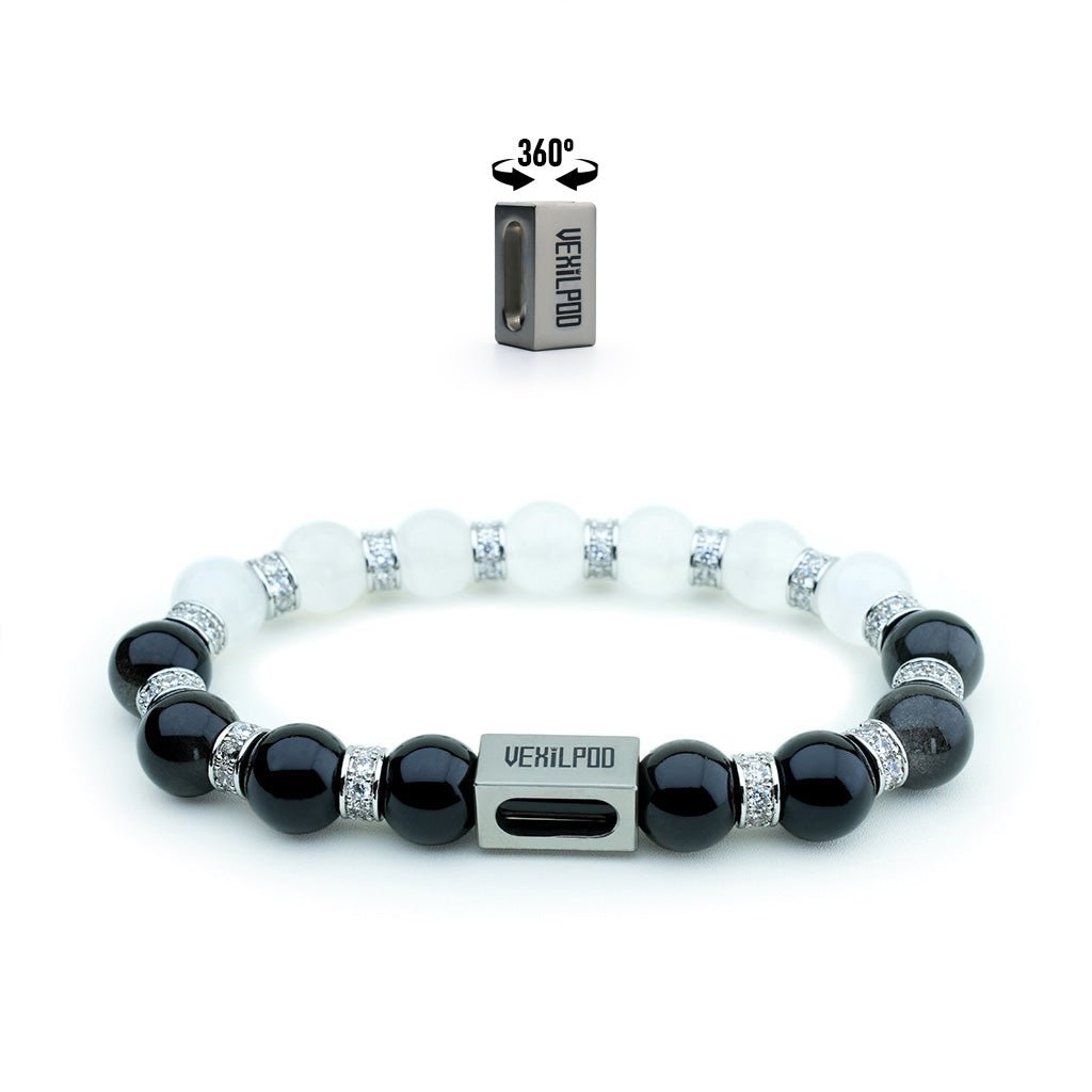 10mm natural blue moonlight crystal hip - hop titanium steel bracelet - vexilpod