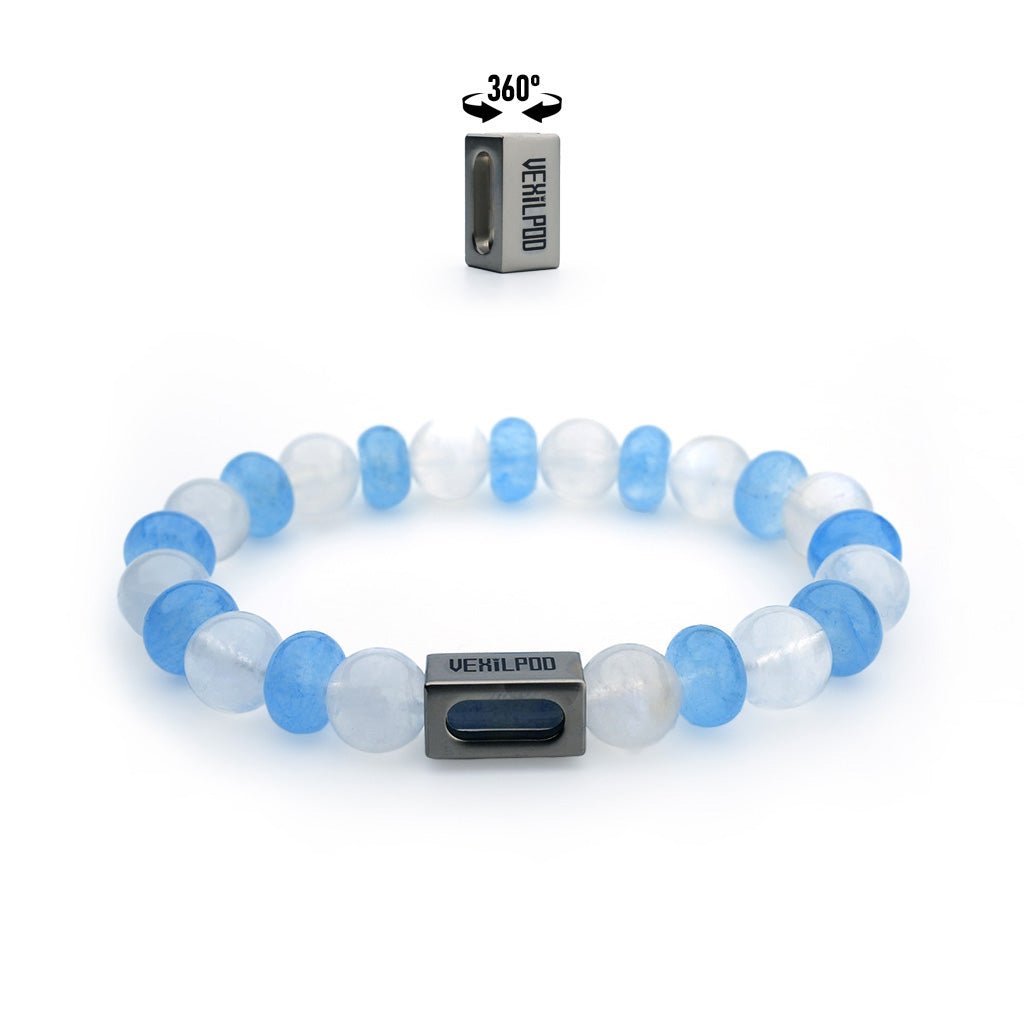 10mm natural blue moonlight titanium steel bracelet - vexilpod