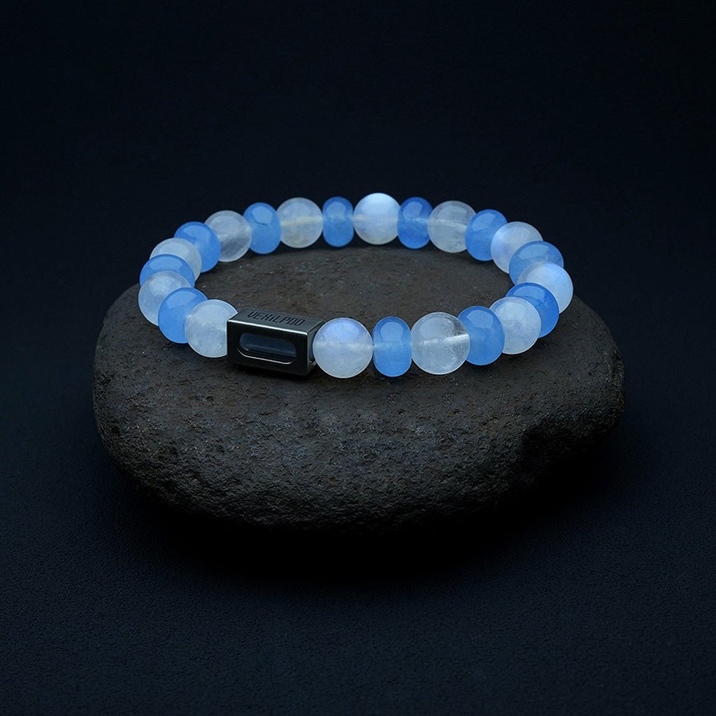 10mm natural blue moonlight titanium steel bracelet - vexilpod