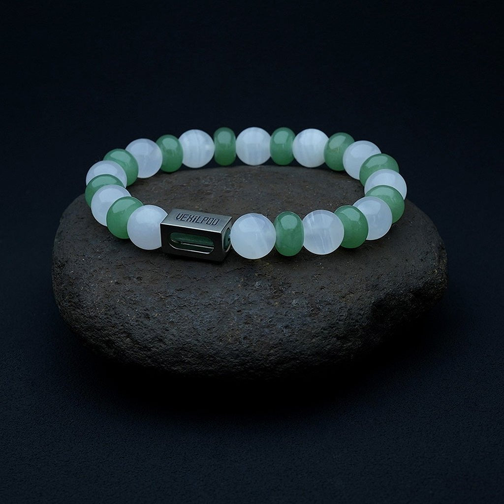 10mm natural calcite crystal titanium steel bracelet - vexilpod