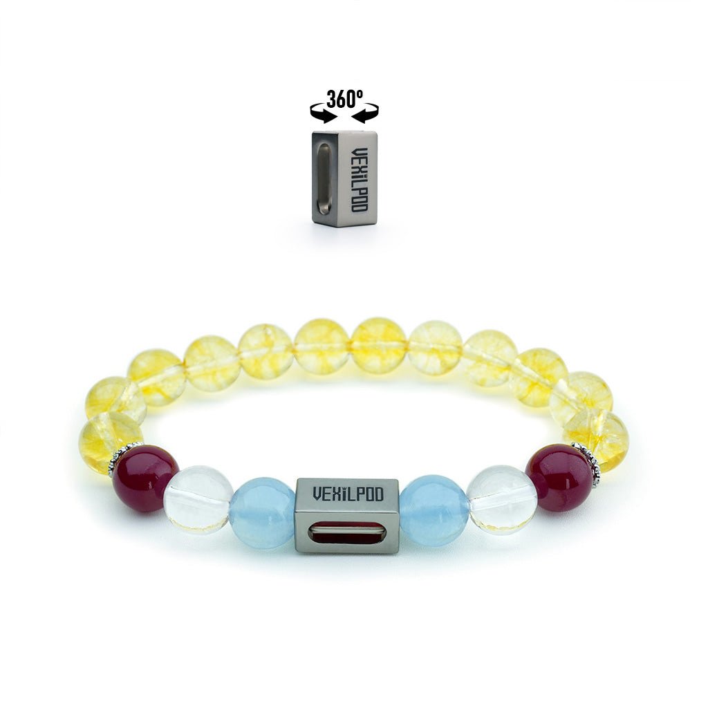 10mm natural citrine beach - shaped titanium steel bracelet - vexilpod