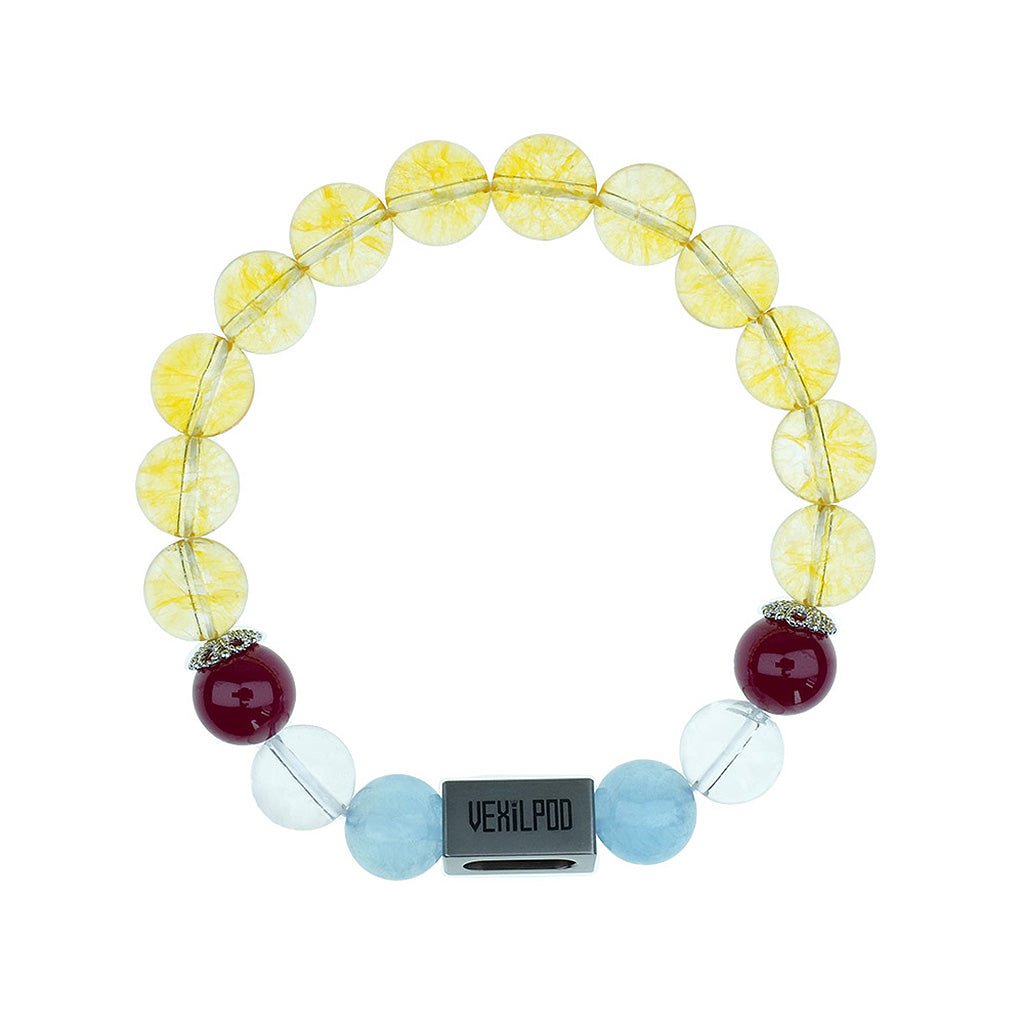 10mm natural citrine beach - shaped titanium steel bracelet - vexilpod