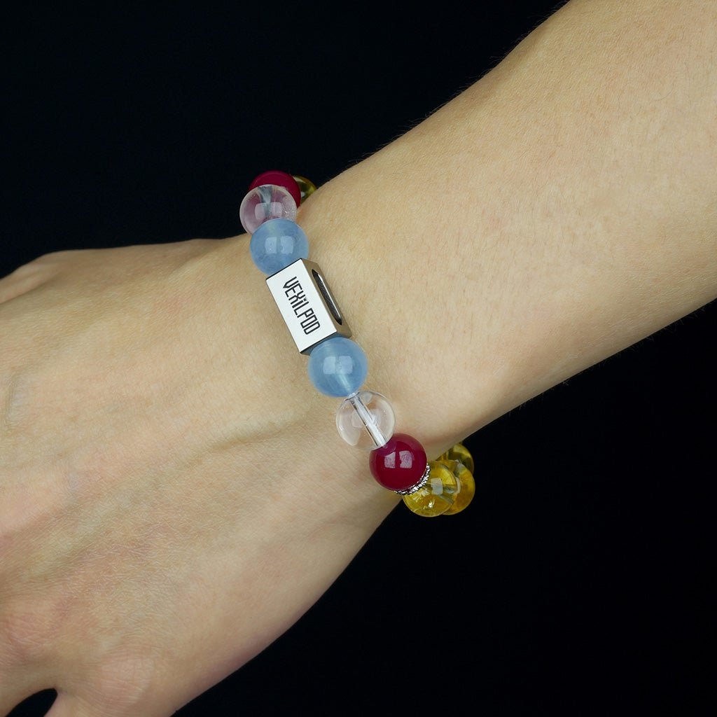 10mm natural citrine beach - shaped titanium steel bracelet - vexilpod