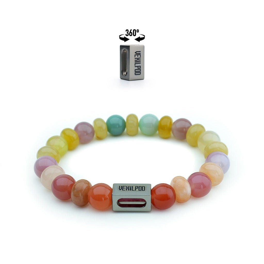 10mm natural colored agate titanium steel bracelet - vexilpod
