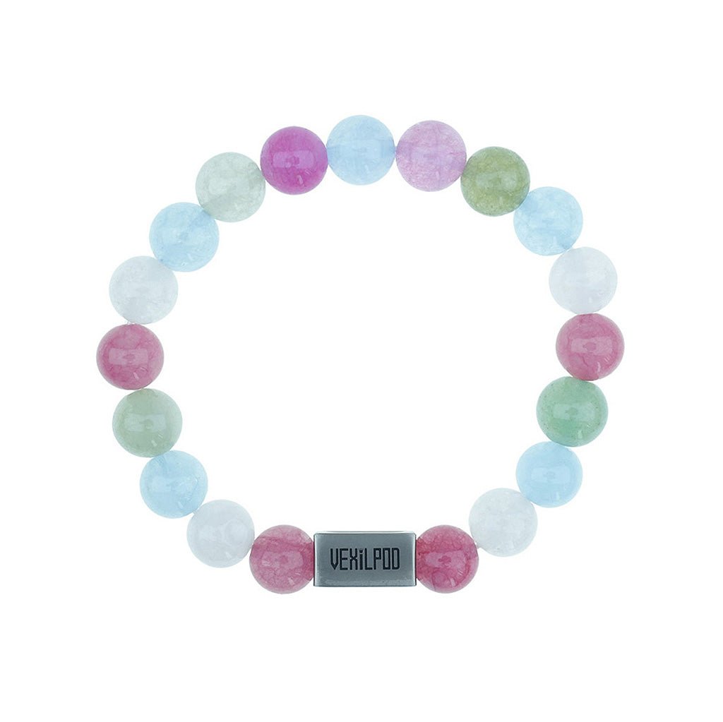 10mm natural colored chalcedony beads party titanium steel bracelet - vexilpod