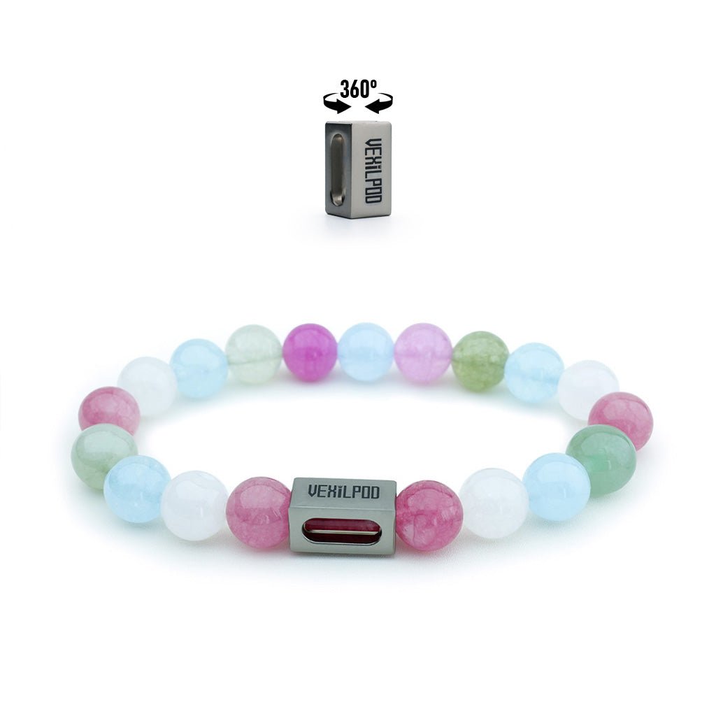 10mm natural colored chalcedony beads party titanium steel bracelet - vexilpod