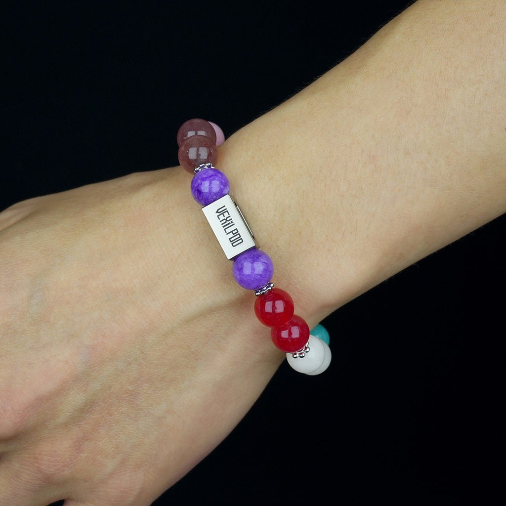 10mm natural colorful crystal girlish titanium steel bracelet - vexilpod