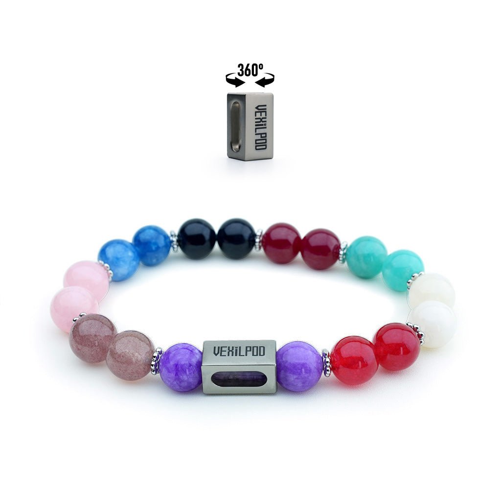 10mm natural colorful crystal girlish titanium steel bracelet - vexilpod