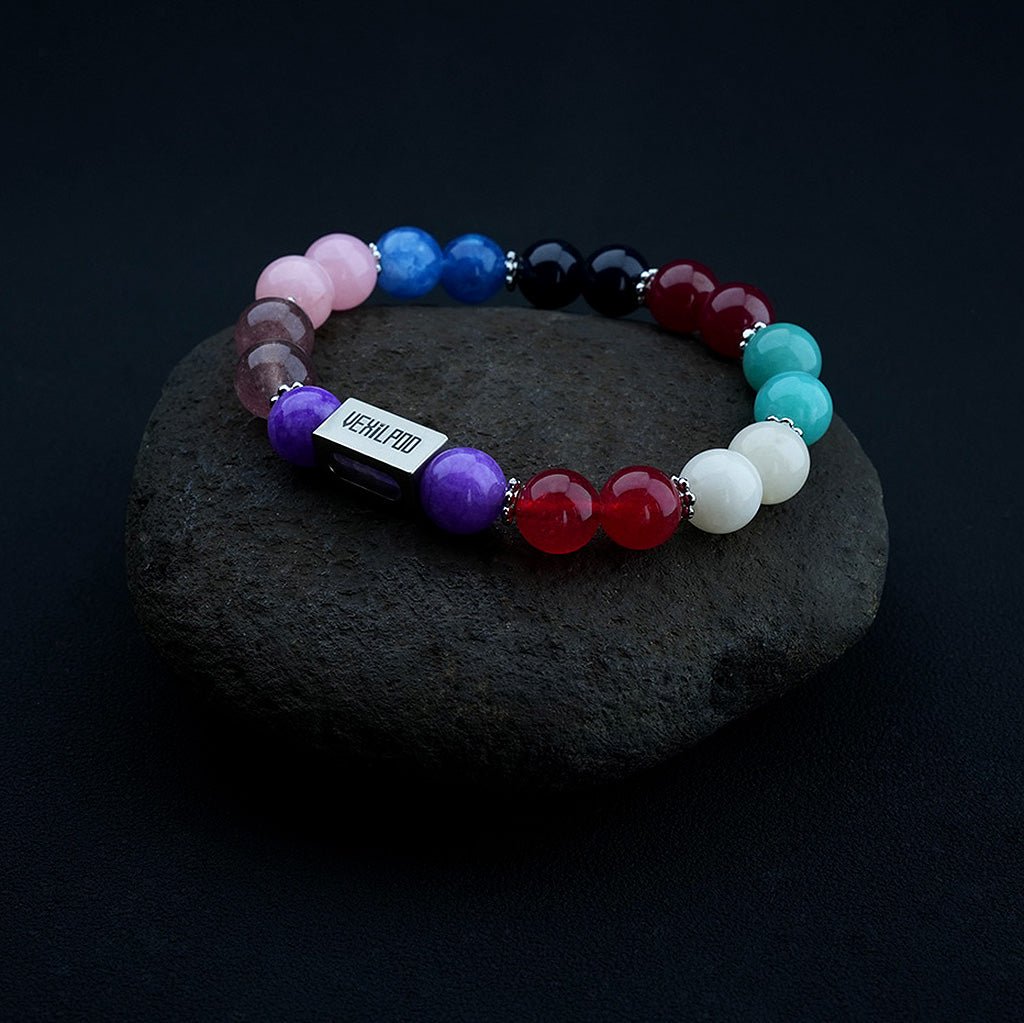 10mm natural colorful crystal girlish titanium steel bracelet - vexilpod