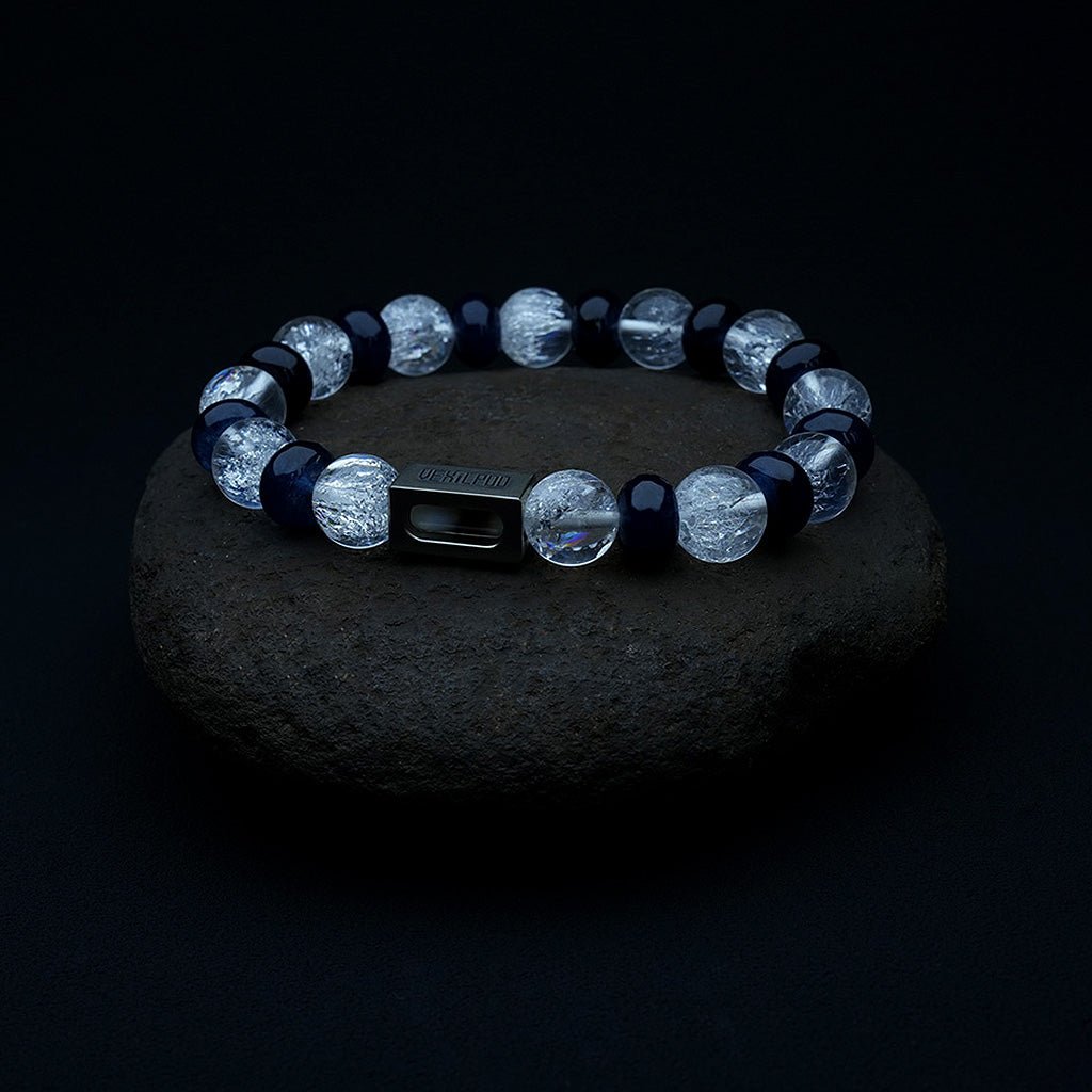10mm natural cornucopia white crystal titanium steel bracelet - vexilpod
