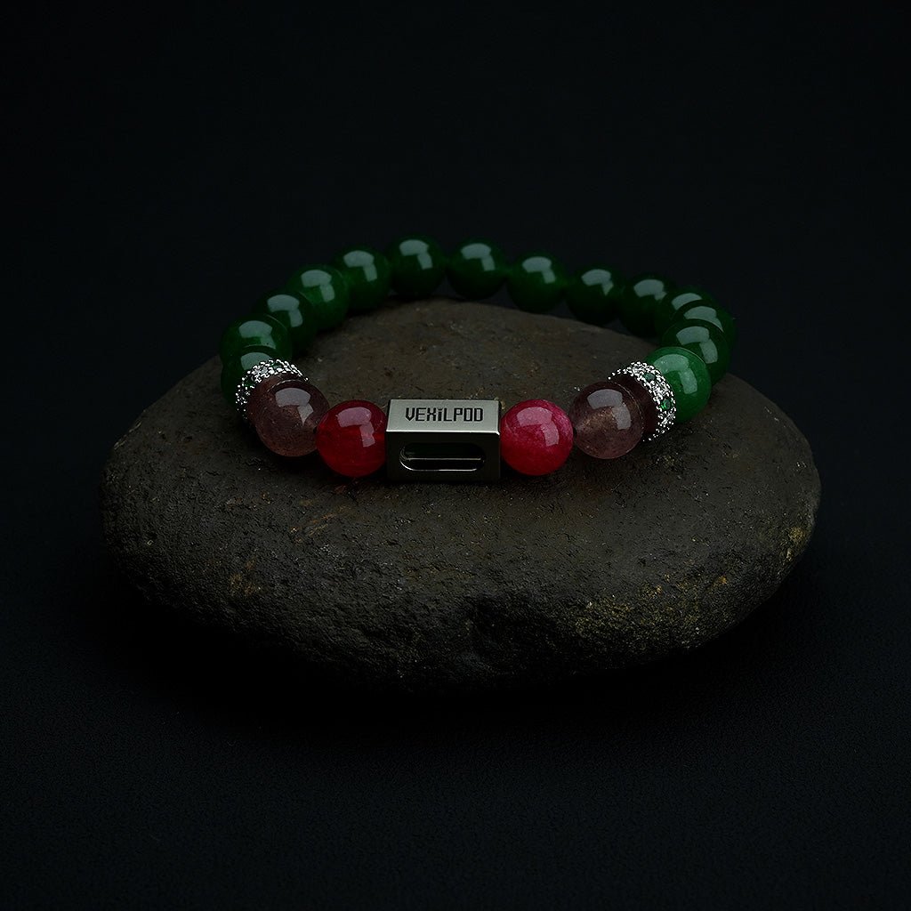 10mm natural emerald may titanium steel bracelet - vexilpod