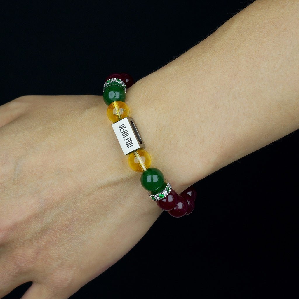 10mm natural garnet january titanium steel bracelet - vexilpod