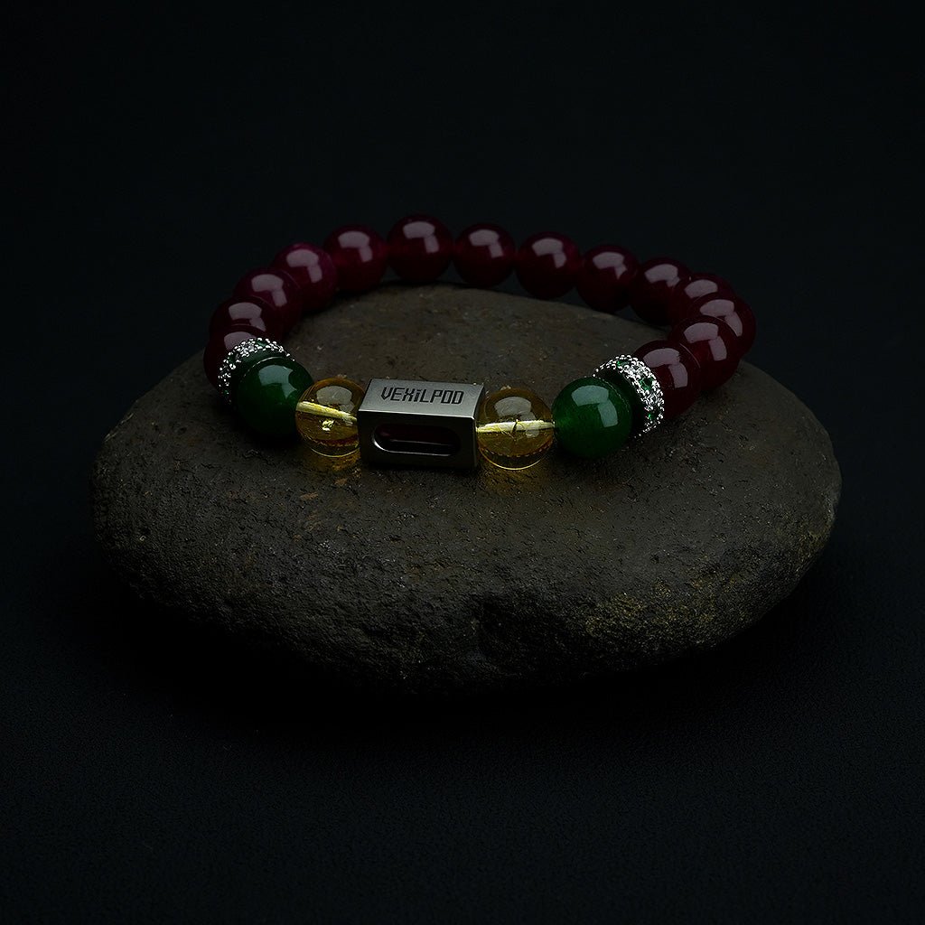 10mm natural garnet january titanium steel bracelet - vexilpod