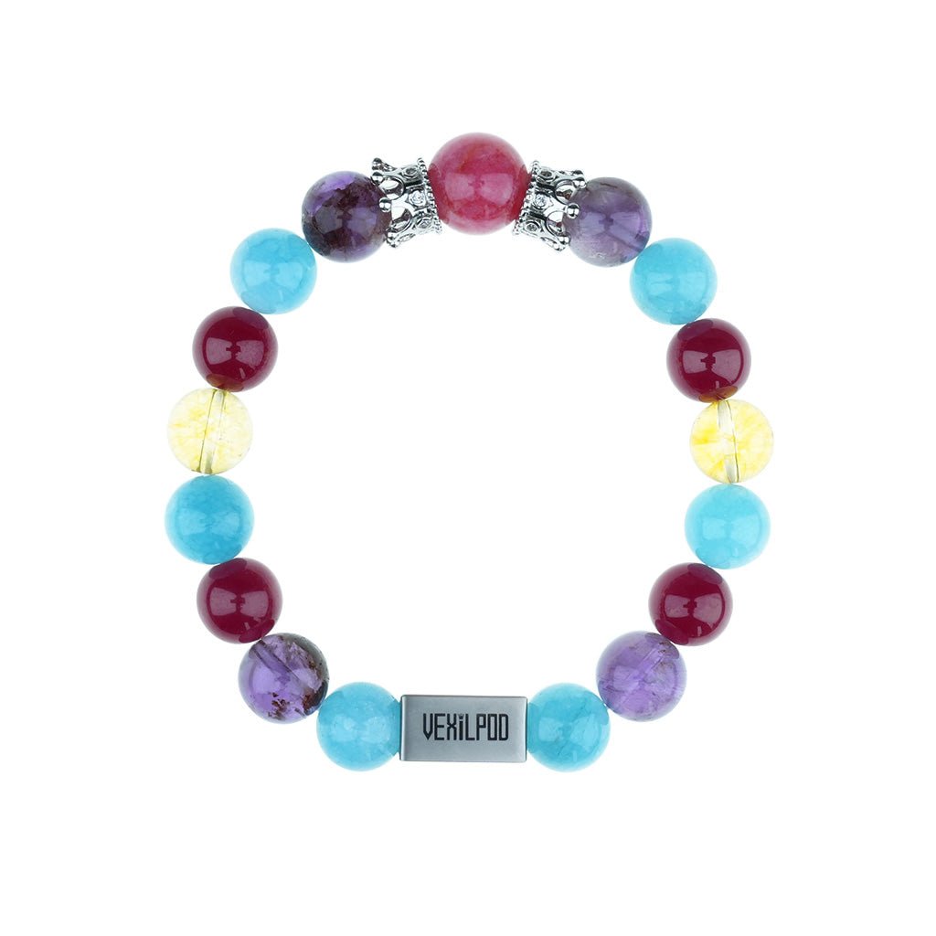 10mm natural ghost red corundum party titanium steel bracelet - vexilpod