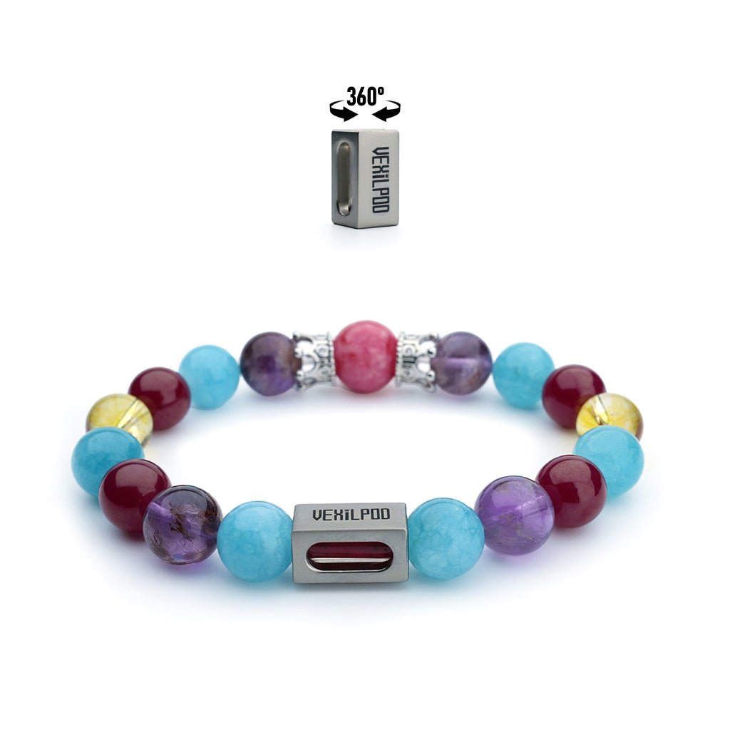 10mm natural ghost red corundum party titanium steel bracelet - vexilpod