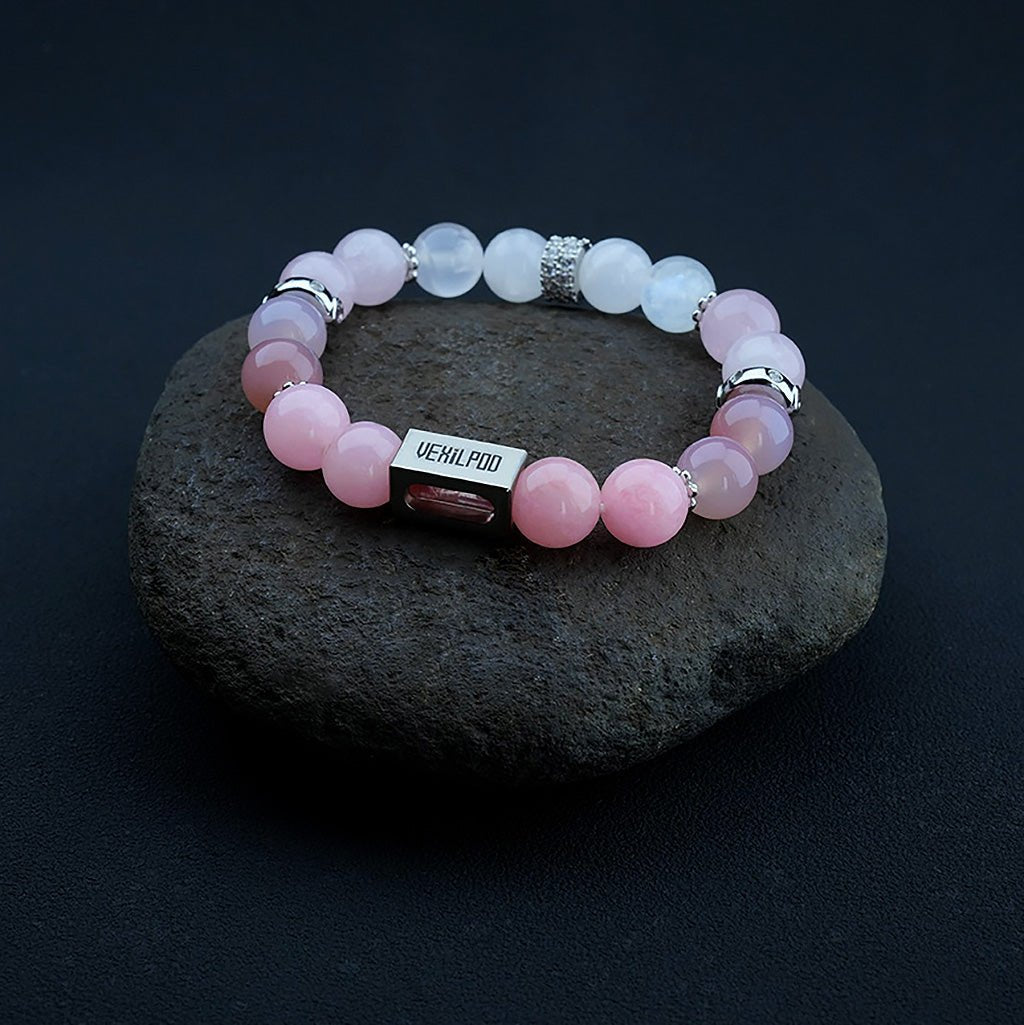 10mm natural gradient pink crystal party titanium steel bracelet - vexilpod
