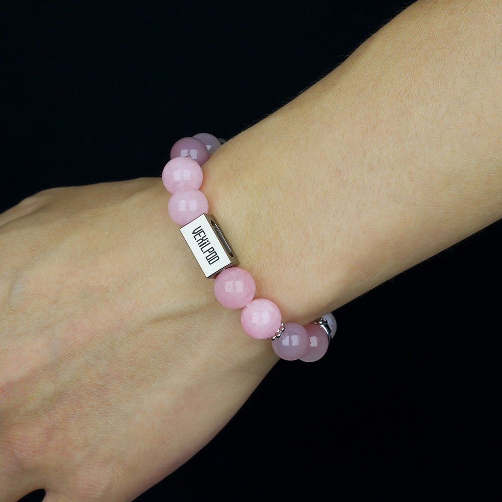 10mm natural gradient pink crystal party titanium steel bracelet - vexilpod