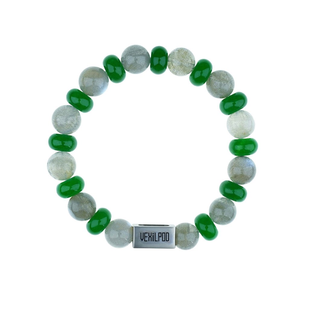 10mm natural gray moonstone titanium steel bracelet - vexilpod