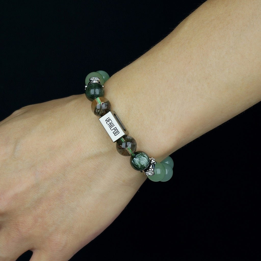 10mm natural green aventurine august titanium steel bracelet - vexilpod