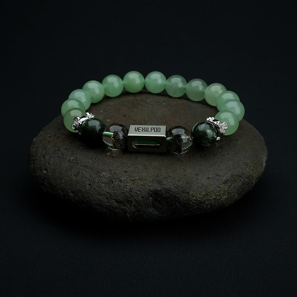 10mm natural green aventurine august titanium steel bracelet - vexilpod