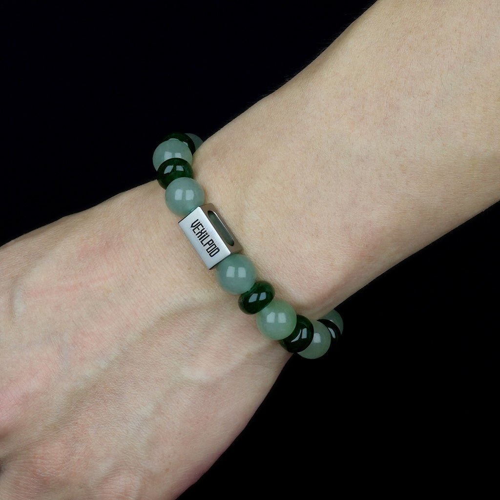 10mm natural green aventurine titanium steel bracelet - vexilpod