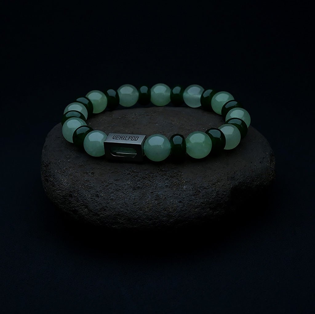 10mm natural green aventurine titanium steel bracelet - vexilpod