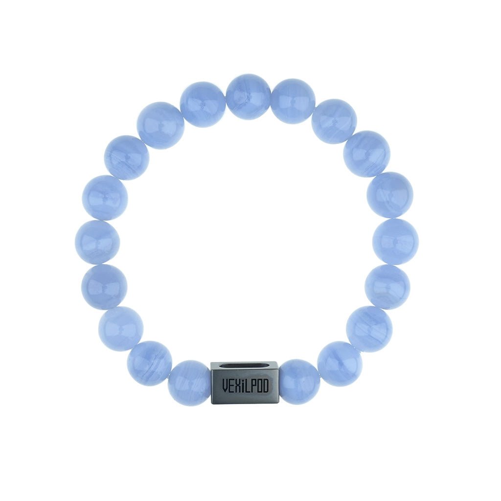 10mm natural lavender agate & persian agate couple titanium steel bracelet - vexilpod