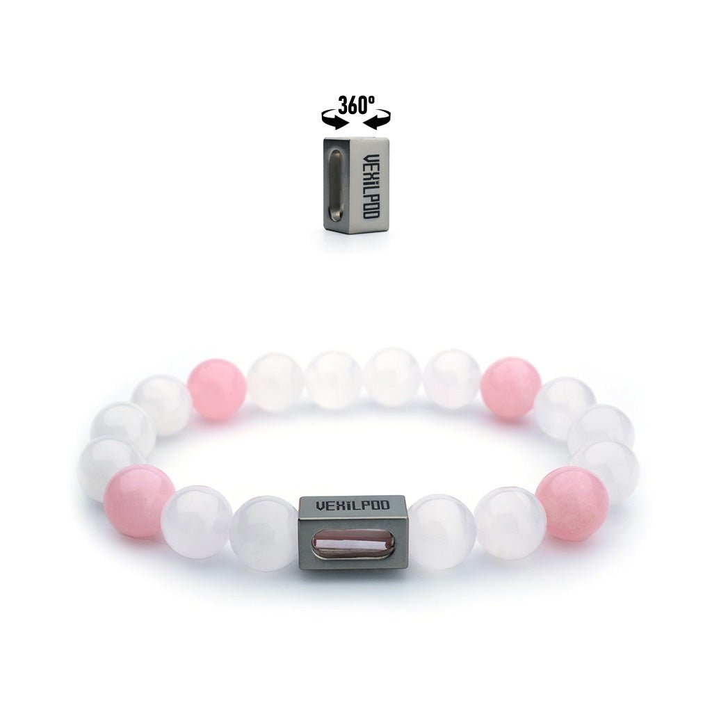 10mm natural pink calcite crystal cute titanium steel bracelet - vexilpod