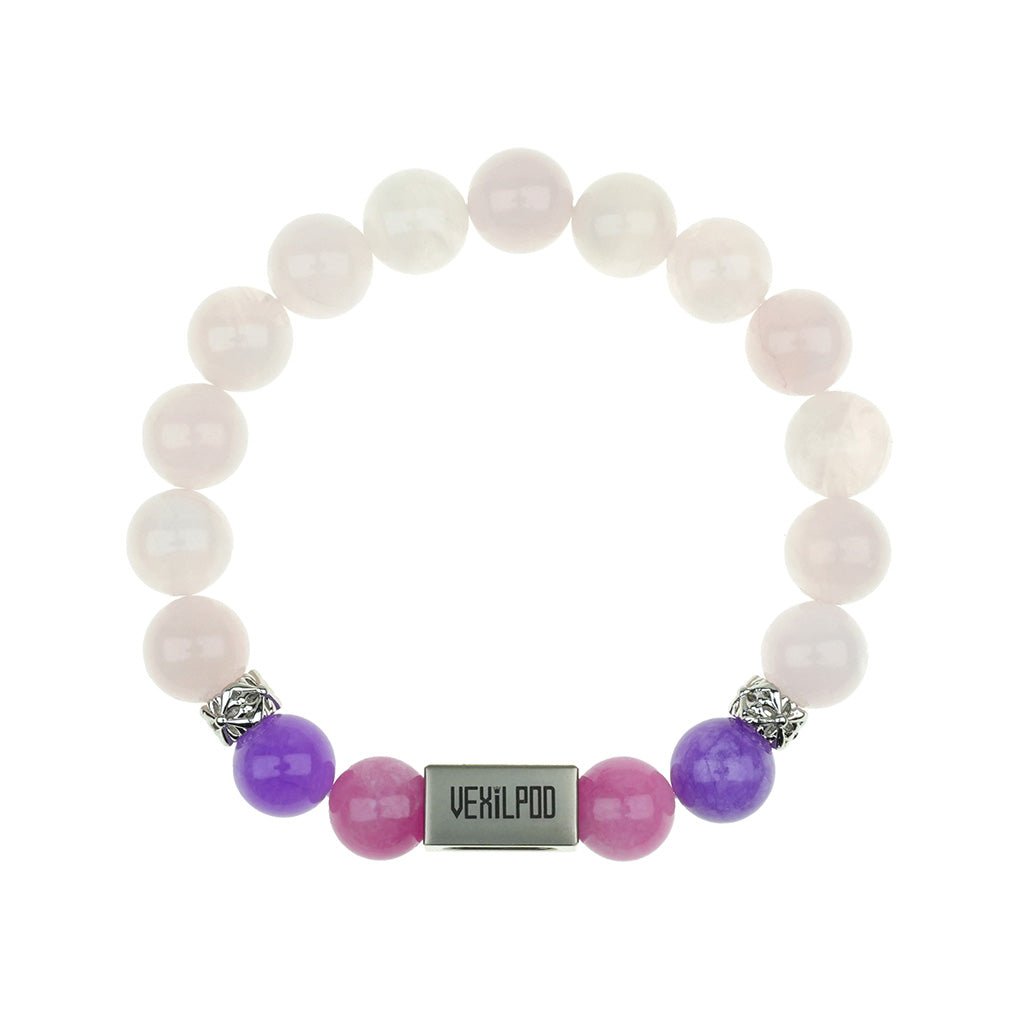 10mm natural pink crystal october titanium steel bracelet - vexilpod