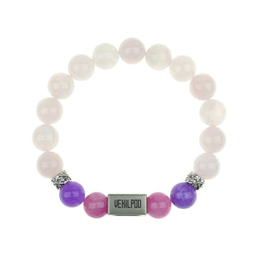 10mm natural pink crystal october titanium steel bracelet - vexilpod