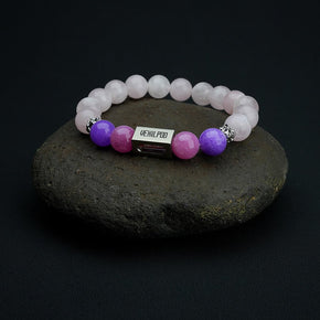 10mm natural pink crystal october titanium steel bracelet - vexilpod