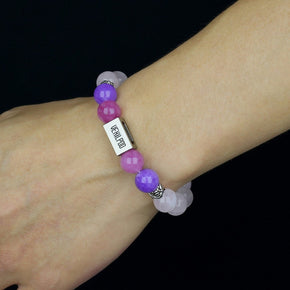 10mm natural pink crystal october titanium steel bracelet - vexilpod