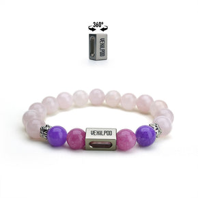 10mm natural pink crystal october titanium steel bracelet - vexilpod